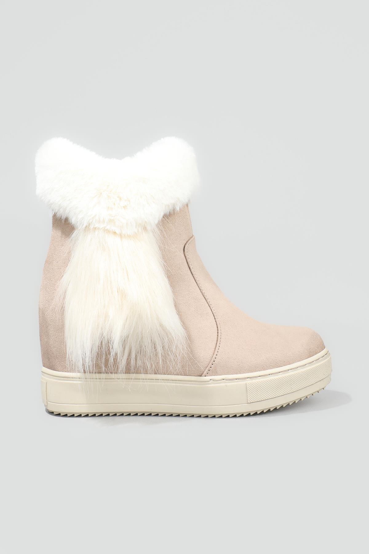 Tüylü Rahat Vizon Kadın Bot BBL-810 Kadın Günlük Conford Bot Carla Bella My Bella BBL-810 Kürklü 21K