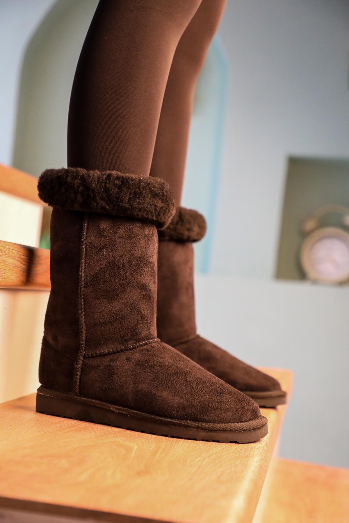 TÜYLÜ UGG Sıyah Kadın Bot UGGTÜYLÜ Kadın Günlük Conford Bot BLACK BULL 127686746