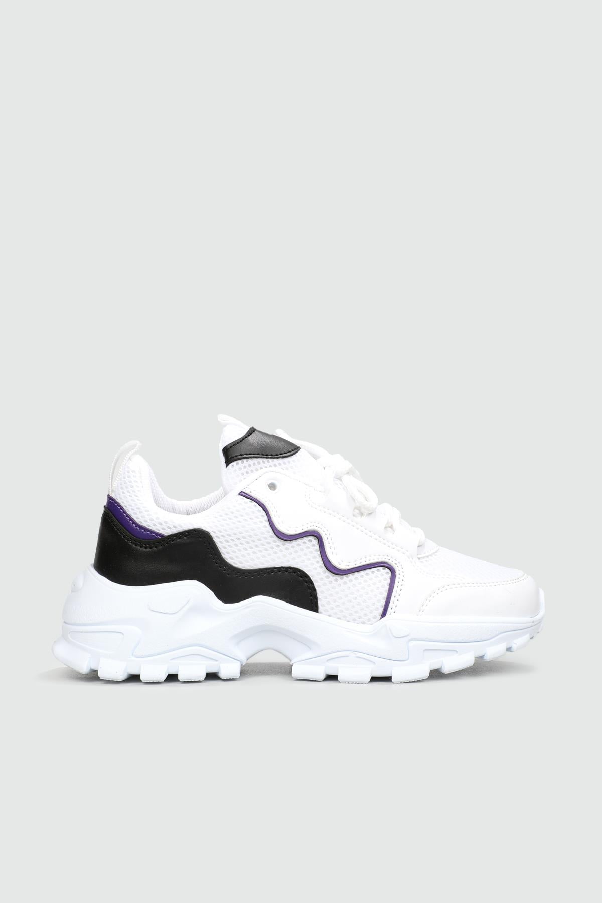 Yüksek Tabanlı Rahat Nefes Alır Beyaz Siyah Kadın Spor Ayakkabı Z-02 Kadın Sneaker Beınsteps Beinsteps Z-02 Anoraklı 22Y