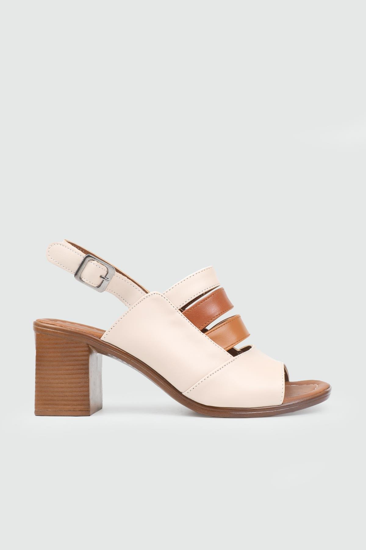 Yüksek Topuklu Arkası Açık Ten Taba Camel Kadın Sandalet FRZ-1704 Kadın Yüksek Topuklu FREEZEN MY BELLA FRZ-1704 Kadın 25Y