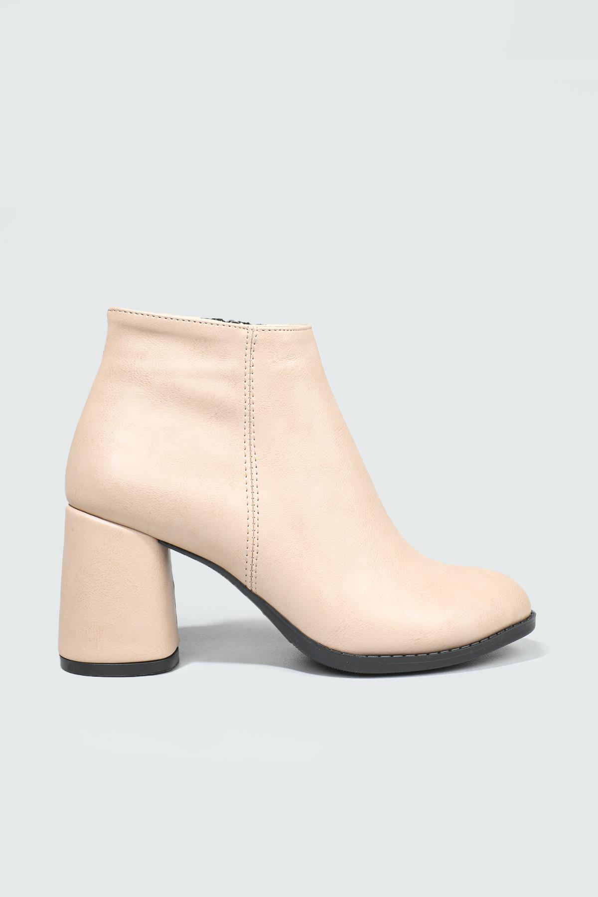 Yüksek Topuklu Fermuarlı Nut Kadın Bot Z-K2021 Kadın Klasik Bot Carla Bella Carla Bella Z-K2021 Kadın Bot