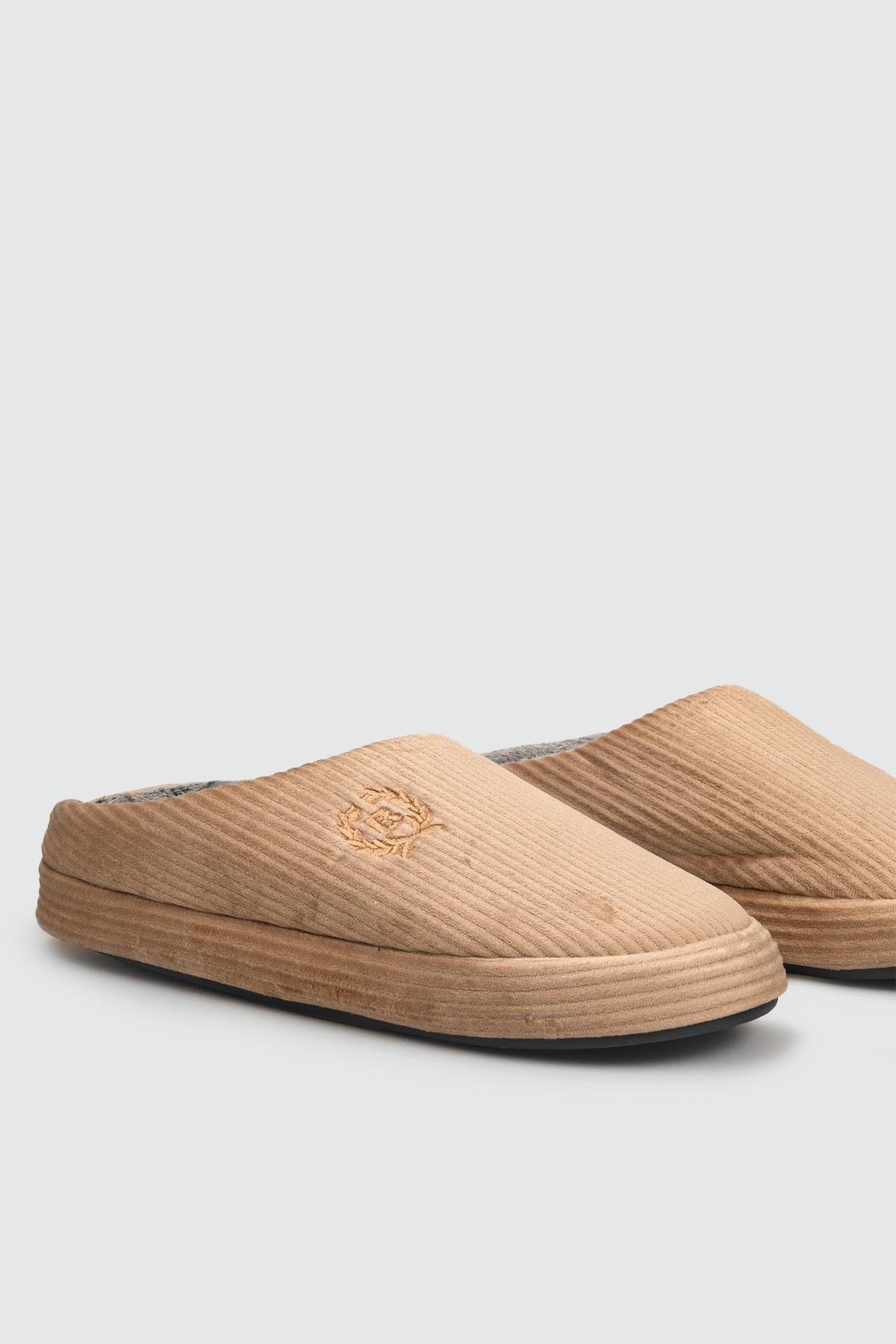 Yumuşak Peluş Ev İçi Bej Erkek Terlik FİTİLLİ Erkek Terlik Beınsteps Beinsteps ENS Fitilli 22k