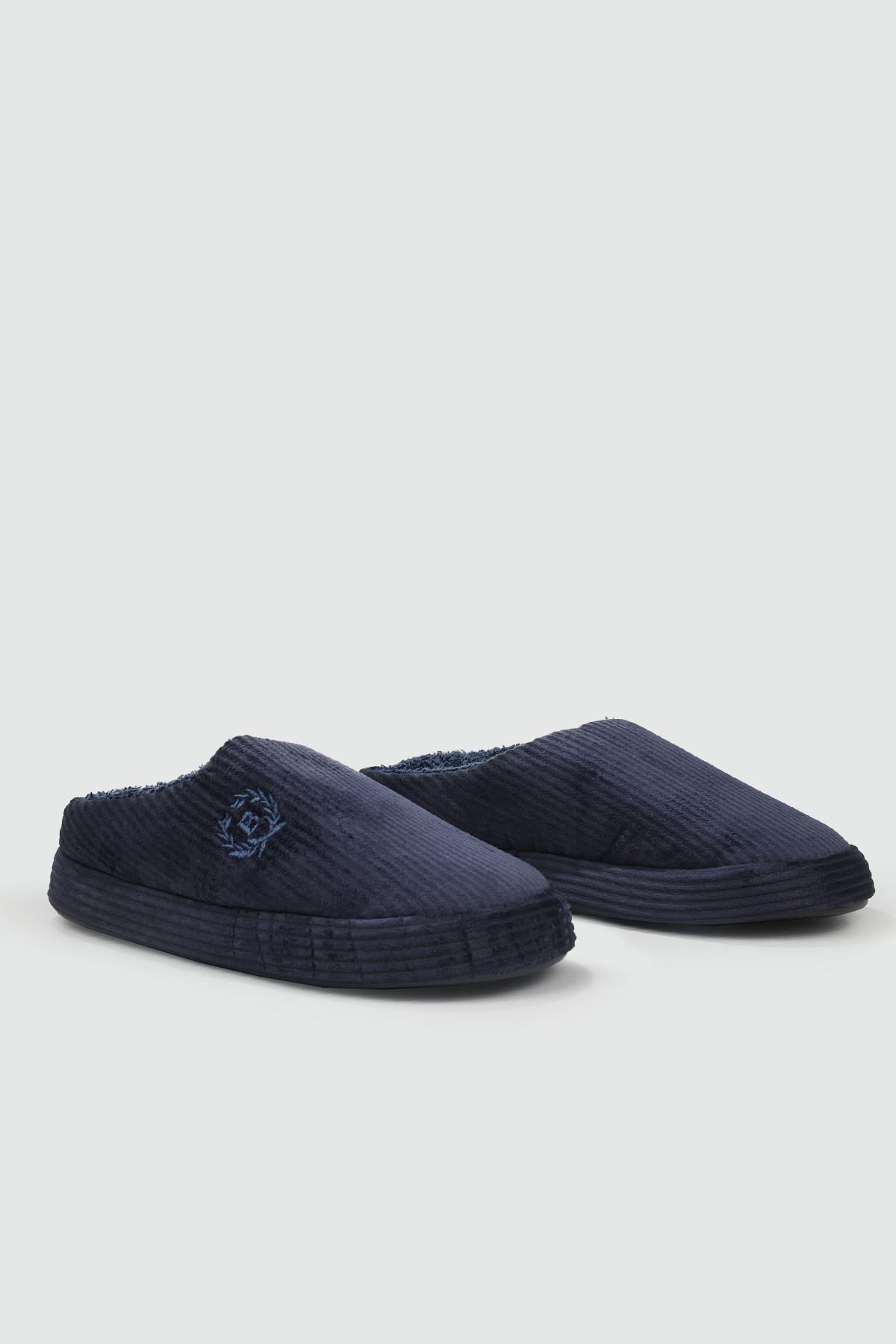 Yumuşak Peluş Ev İçi Lacivert Erkek Terlik FİTİLLİ Erkek Terlik Beınsteps Beinsteps ENS Fitilli 22k