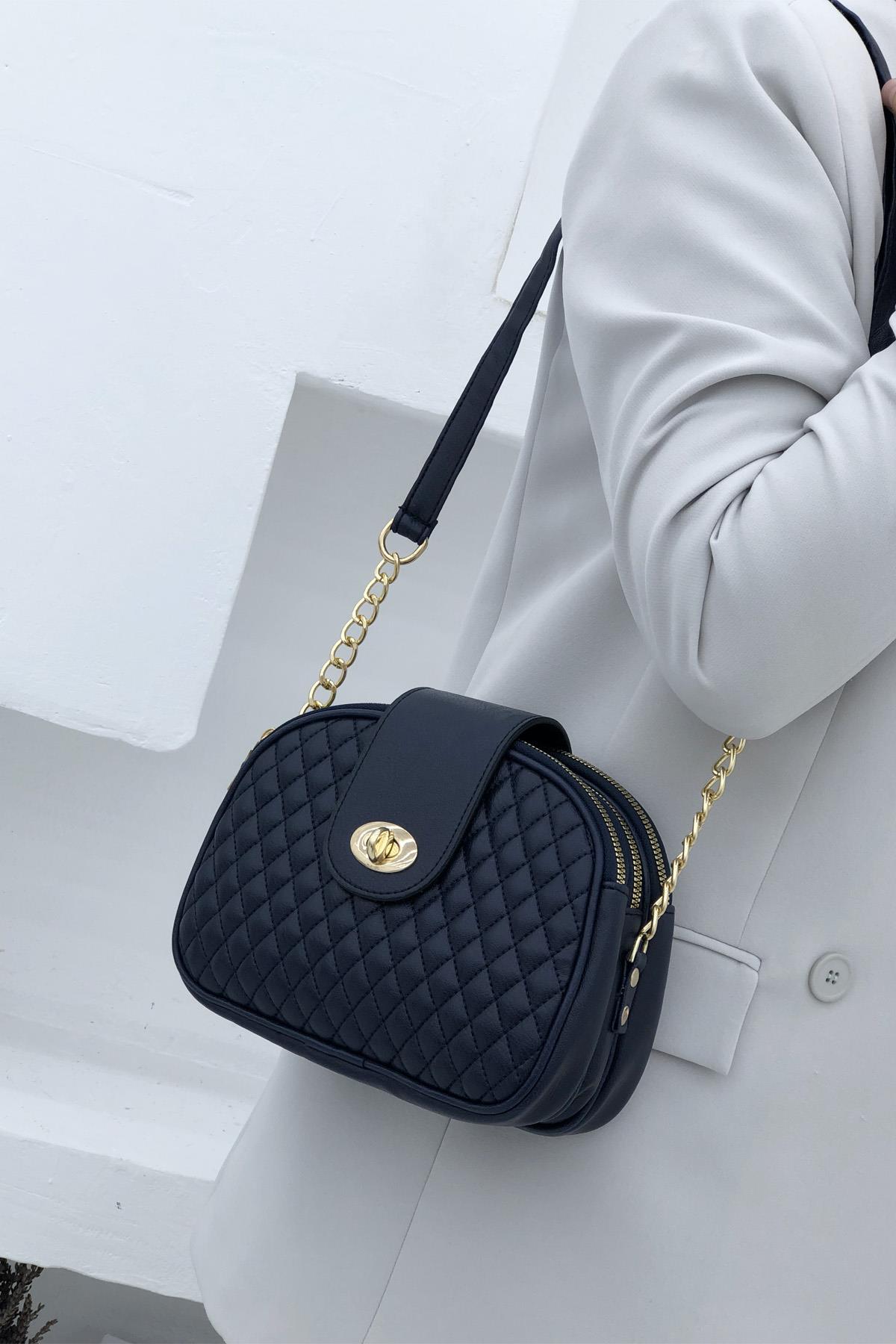 Zincir Askılı Sıyah Kadın Çanta 1238 Omuz Çantası Varona 196307889