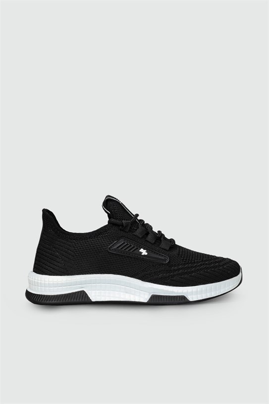 Nefes Alır Fileli Bağcıklı Siyah Beyaz Unisex Spor Ayakkabı 231-2346