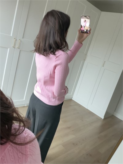  Örgü Model Pembe Renk Polo Yaka Triko