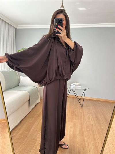  Saten Bomber Ceket Pantolon Takım