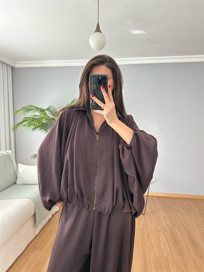  Saten Bomber Ceket Pantolon Takım