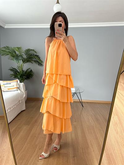 Alessia Turuncu Elbise 