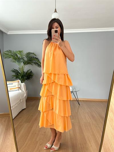Alessia Turuncu Elbise 