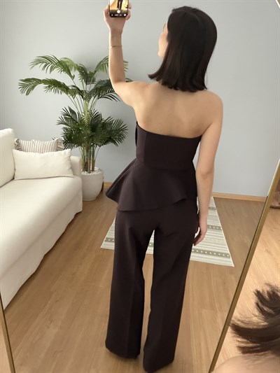Altesse Straplez Kahve Rengi Takım