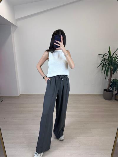 ASIA GRİ RAHAT KESİM BELİ LASTİKLİ PANTOLON 