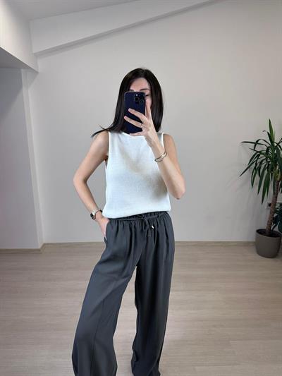 ASIA GRİ RAHAT KESİM BELİ LASTİKLİ PANTOLON 