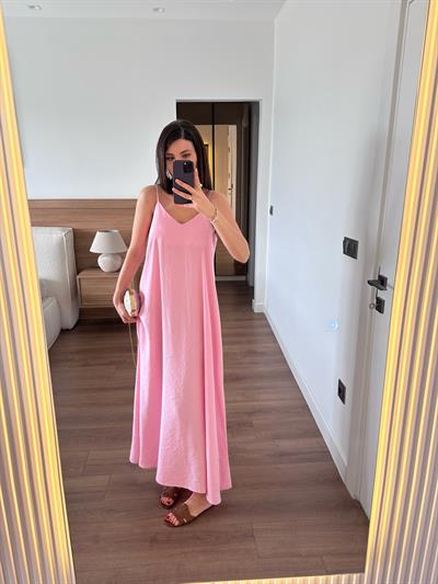 Askılı Pembe Elbise 