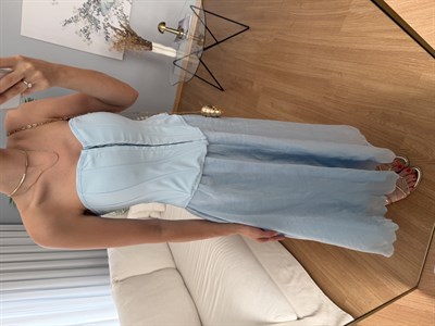 Azahar Beli Lastikli Mavi Renk Etek
