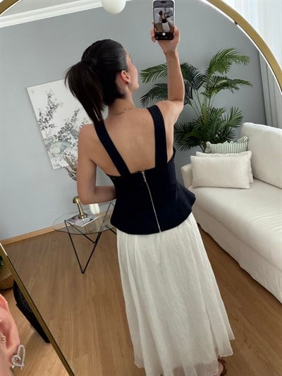 Balen Detaylı Denim Bluz