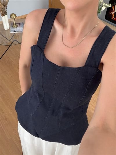 Balen Detaylı Denim Bluz