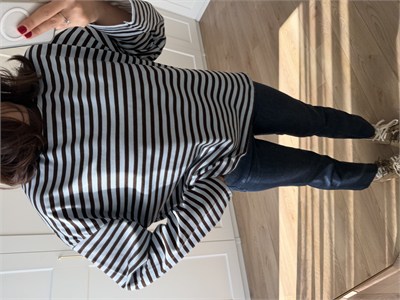 Bebe Mavisi Kahve Çizgili Sweatshirt 