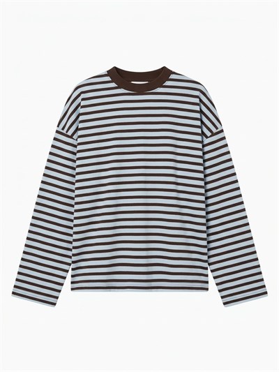 Bebe Mavisi Kahve Çizgili Sweatshirt 