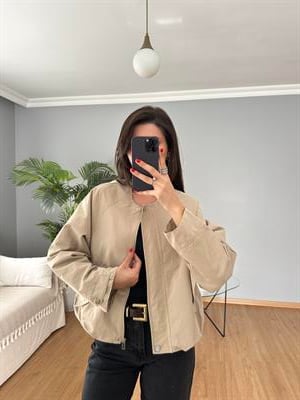 Bej Bomber Ceket