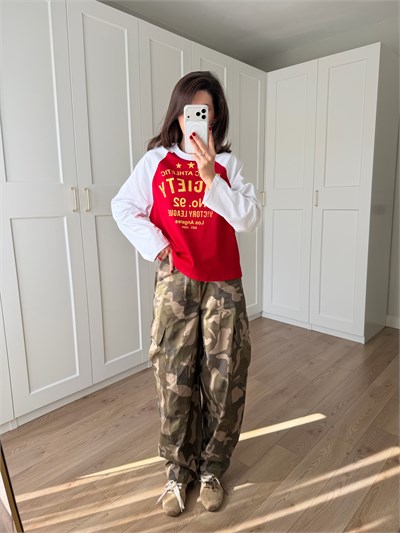 Belden Bağcıklı Kamuflaj Pantolon