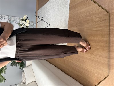 Beli Lastikli Kahve Rengi Kargo Pantolon