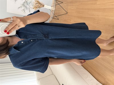 Bellora Koyu Denim Renk Cepli Elbise 
