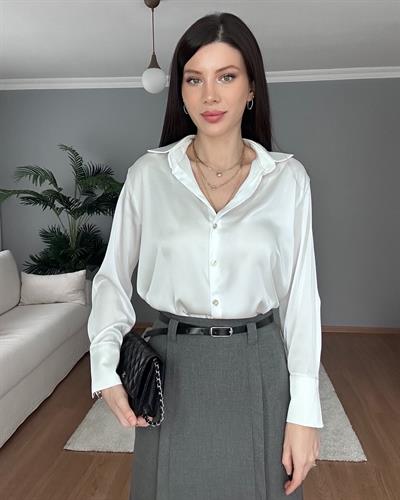 Beyaz Saten Gömlek
