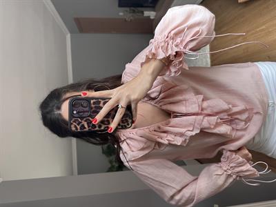 Pembe Fırfırlı Bohem Bluz