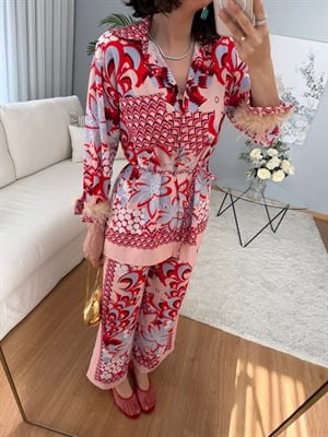 Blumelia Kolları Otrişli Saten Dokulu Takım