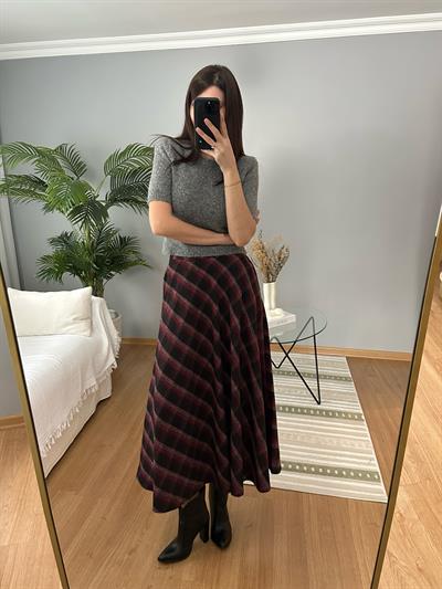 Bordo Kareli Etek