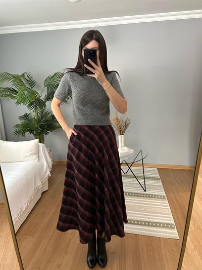 Bordo Kareli Etek