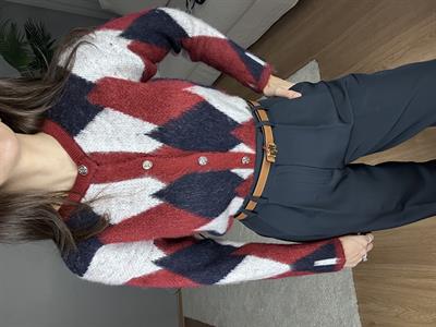 Bordo Laci Hırka Kazak