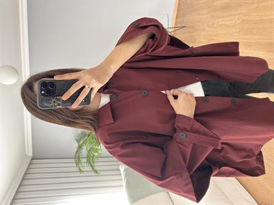 Bordo Rengi Panço Model Trençkot 