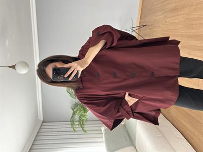 Bordo Rengi Panço Model Trençkot 