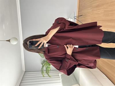 Bordo Rengi Panço Model Trençkot 