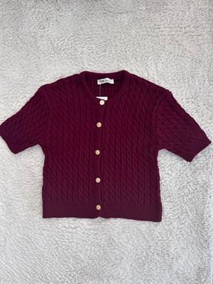 Bordo Yarım Kol Triko
