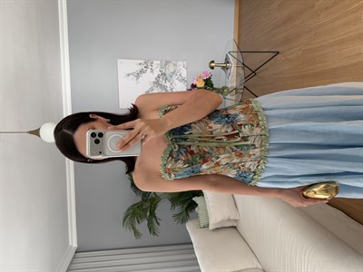 Camelia Yeşil Desenli  Korse