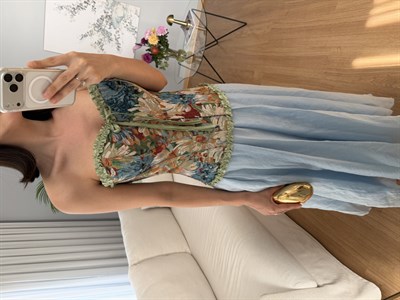 Camelia Yeşil Desenli  Korse