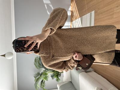 Çan Kesim Camel Renk Orta Boy Yün Kaban 