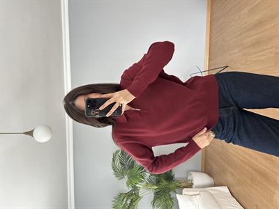 Çelik Örme Bordo Fermuarlı Triko