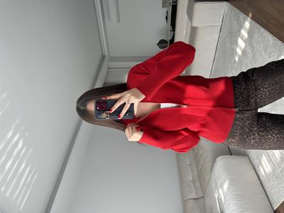 Çelik Örme Fermuarlı Kırmızı Hırka