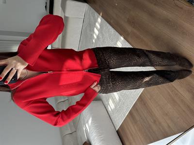 Çelik Örme Fermuarlı Kırmızı Hırka