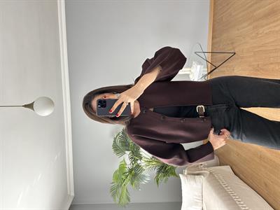 Çelik Örme Kahve Hırka
