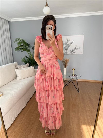 Chiara Yanları Pencereli  Katlı Elbise 