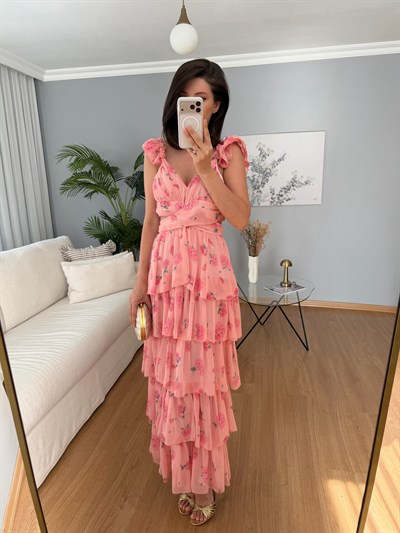 Chiara Yanları Pencereli  Katlı Elbise 
