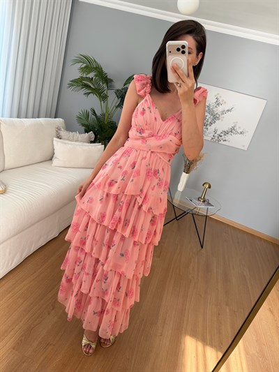 Chiara Yanları Pencereli  Katlı Elbise 