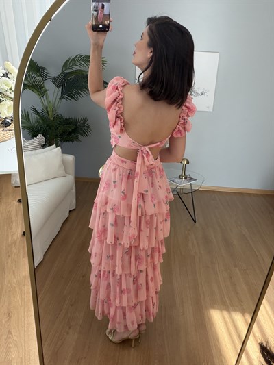 Chiara Yanları Pencereli  Katlı Elbise 