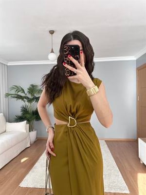 Chic Yağ Yeşili Elbise