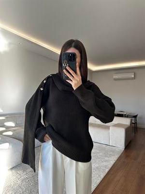 Çıkarılabilir Atkılı Kahve Kazak